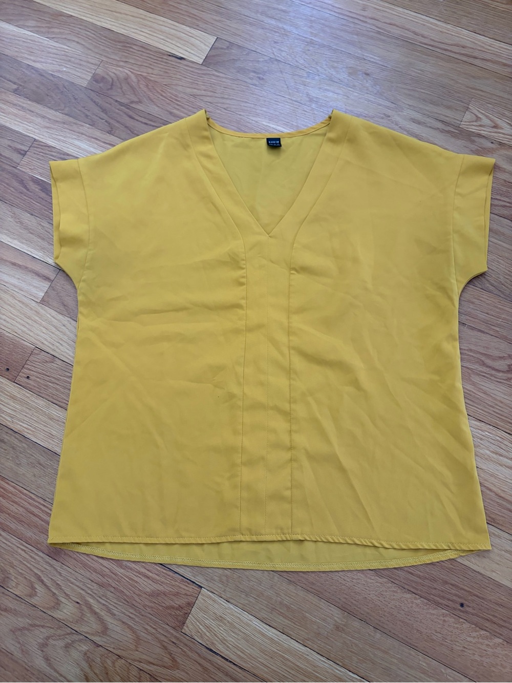 SHEIN Mustard V-Neck Relaxed Blouse